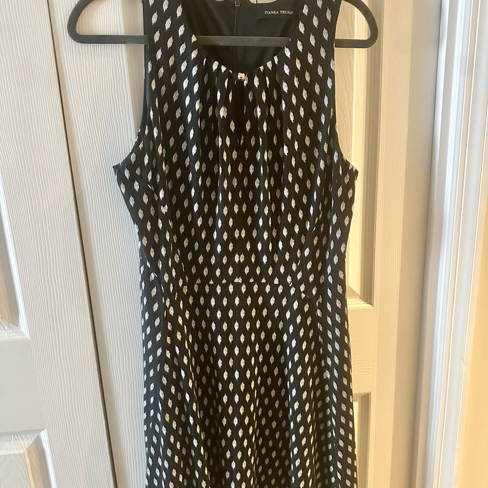 Ivanka Trump Black and White A-Line Midi Dress